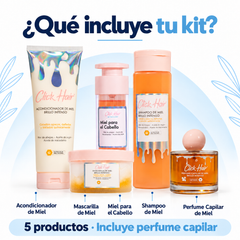 Kit Miel Brillo Intenso Click Hair con Perfume – 5 productos - Contenido del kit
