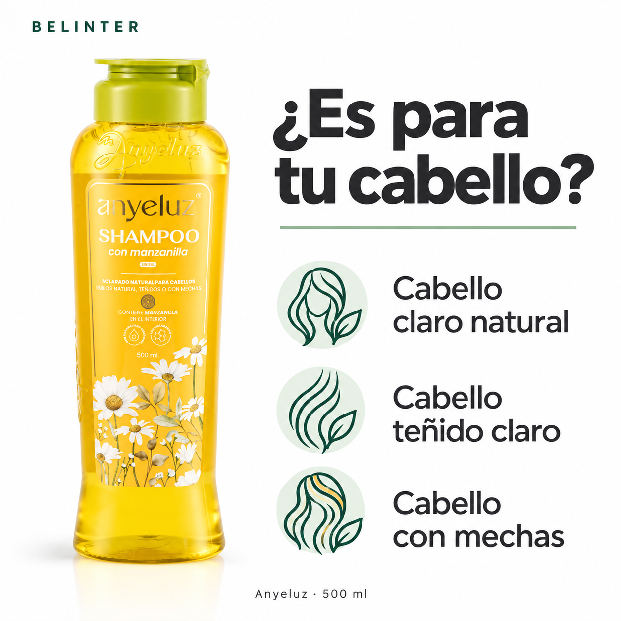 Shampoo con Manzanilla Anyeluz 500 ml - Tipo de cabello