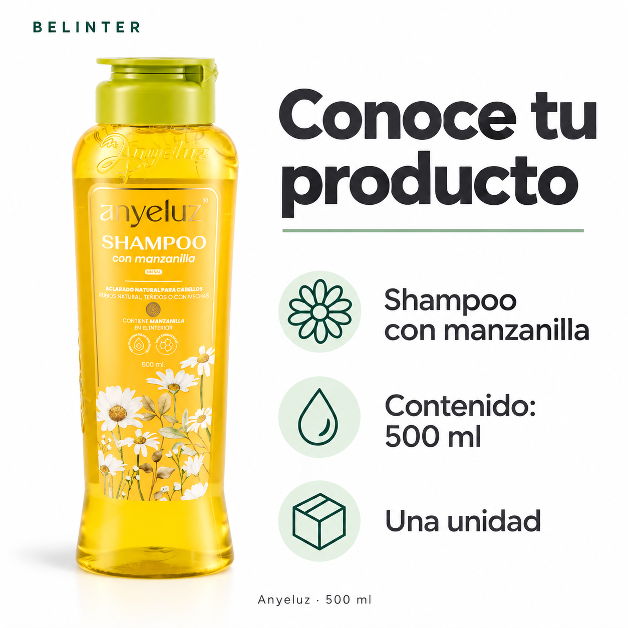 Shampoo con Manzanilla Anyeluz 500 ml - Presentación