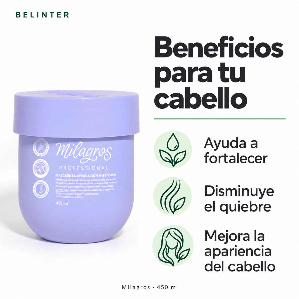 Mascarilla Professional Reparación Intensiva Milagros 450 ml - Beneficios