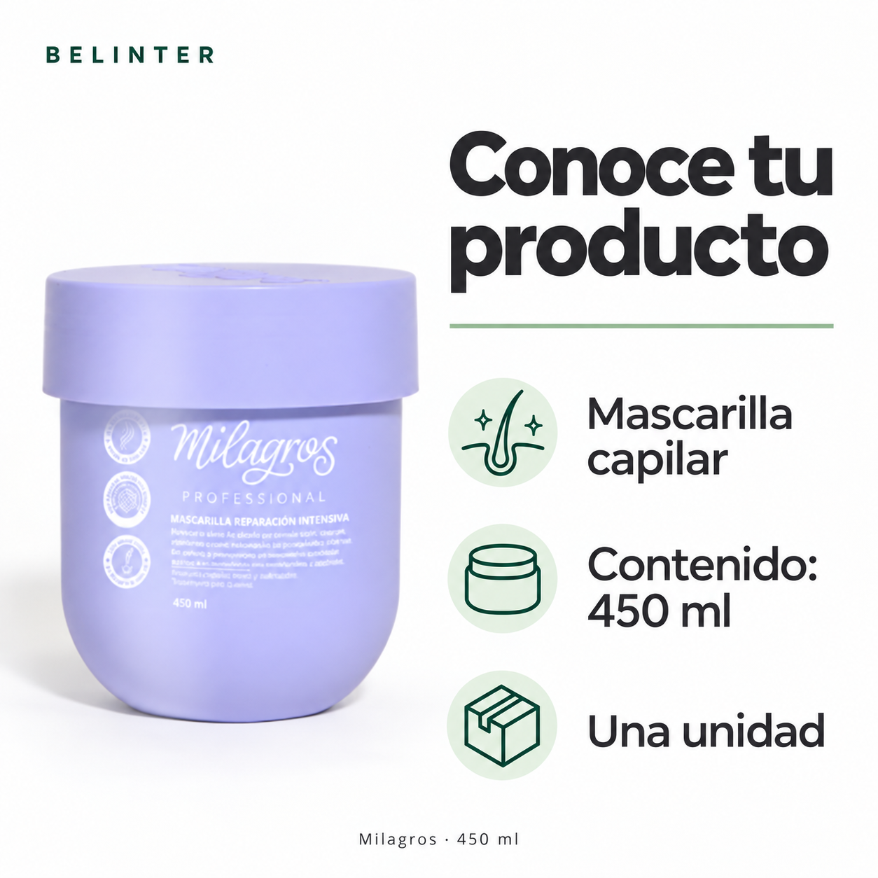 Mascarilla Professional Reparación Intensiva Milagros 450 ml - Presentación