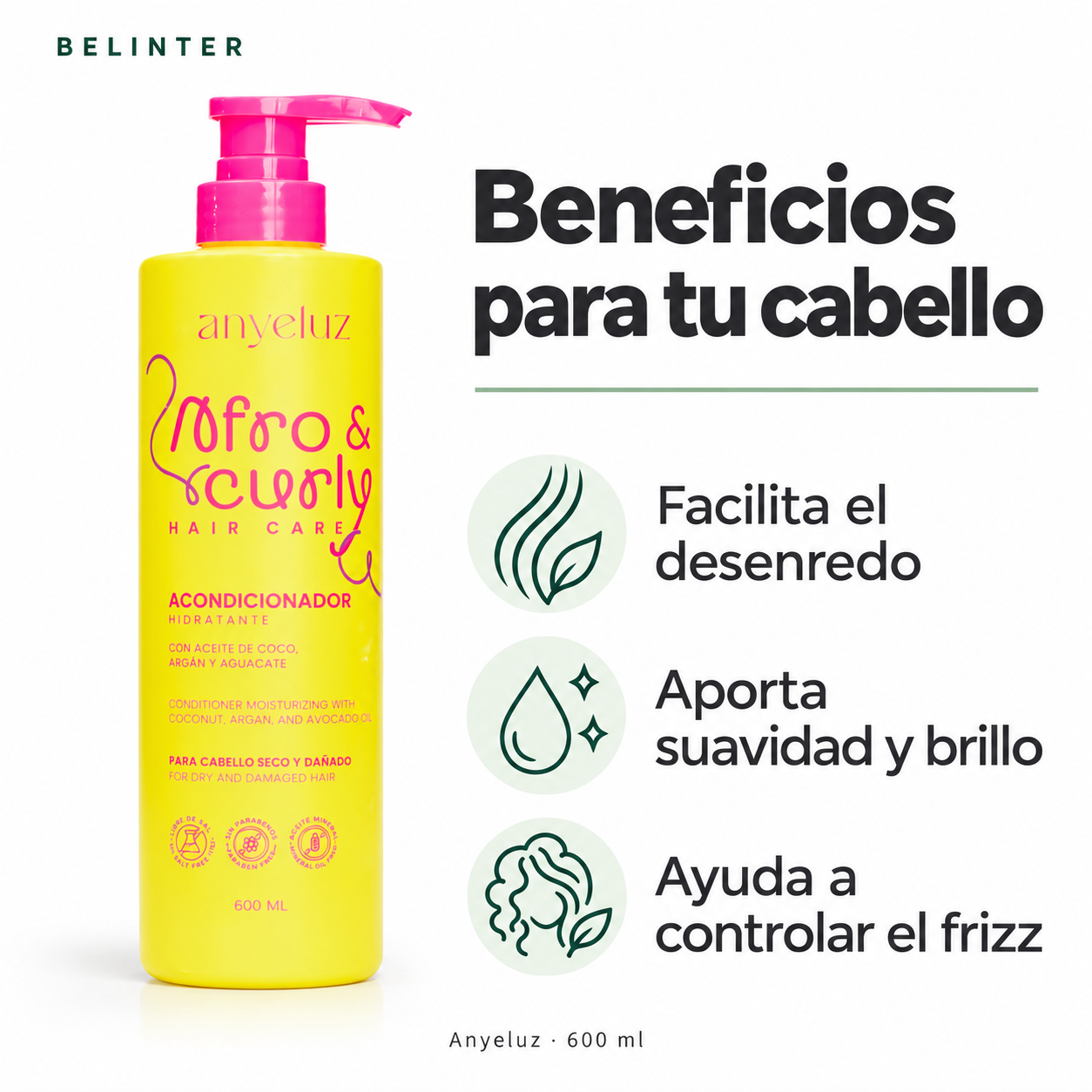 Acondicionador Afro & Curly Anyeluz 600 ml - Beneficios