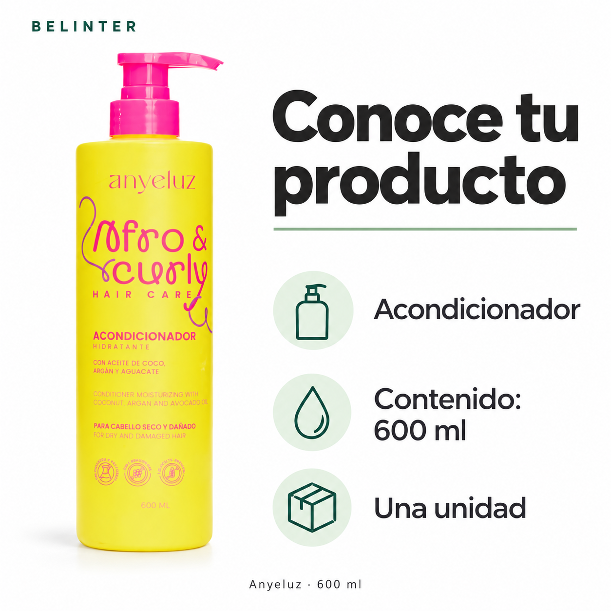 Acondicionador Afro & Curly Anyeluz 600 ml - Presentación