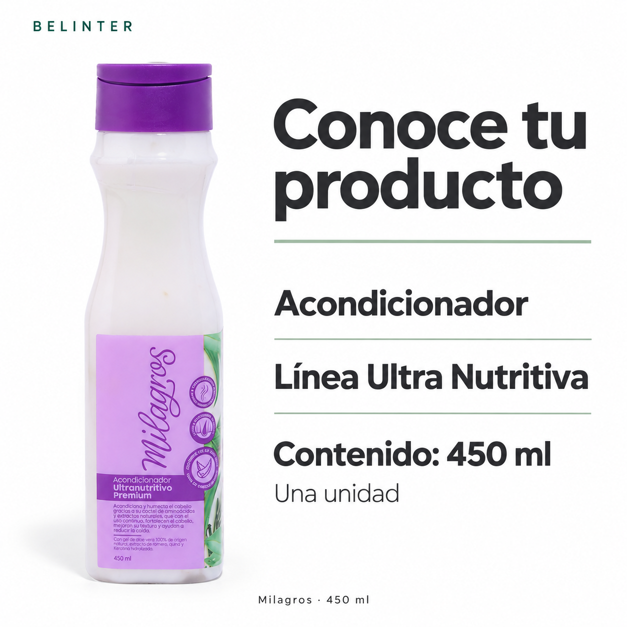 Acondicionador Ultra Nutritivo Milagros 450 ml - Presentación