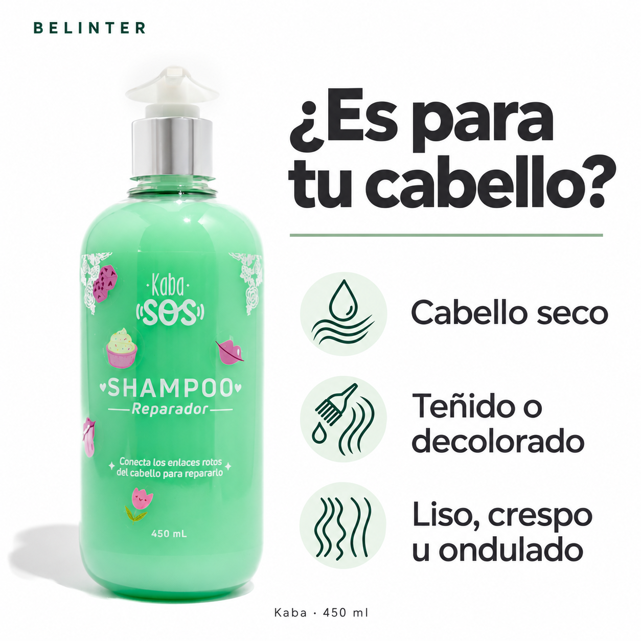 Shampoo Reparador SOS Kaba 450 ml - Tipo de cabello