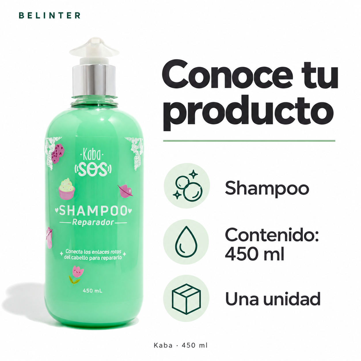 Shampoo Reparador SOS Kaba 450 ml - Presentación