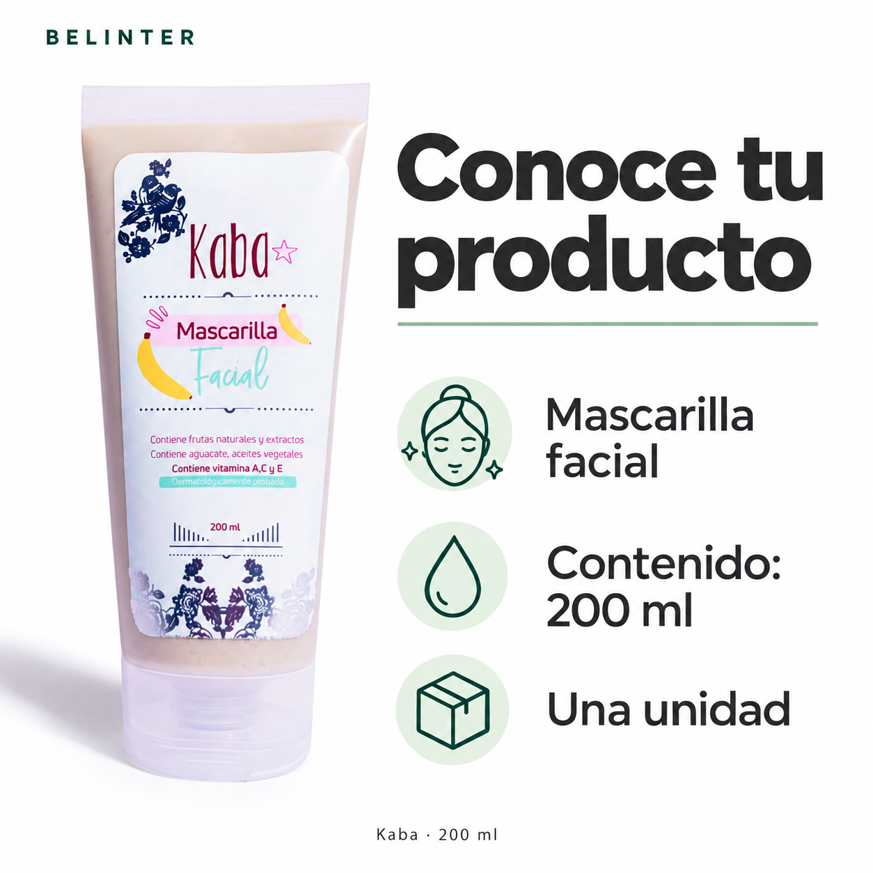 Mascarilla Facial de Banano Kaba 200 ml - Presentación