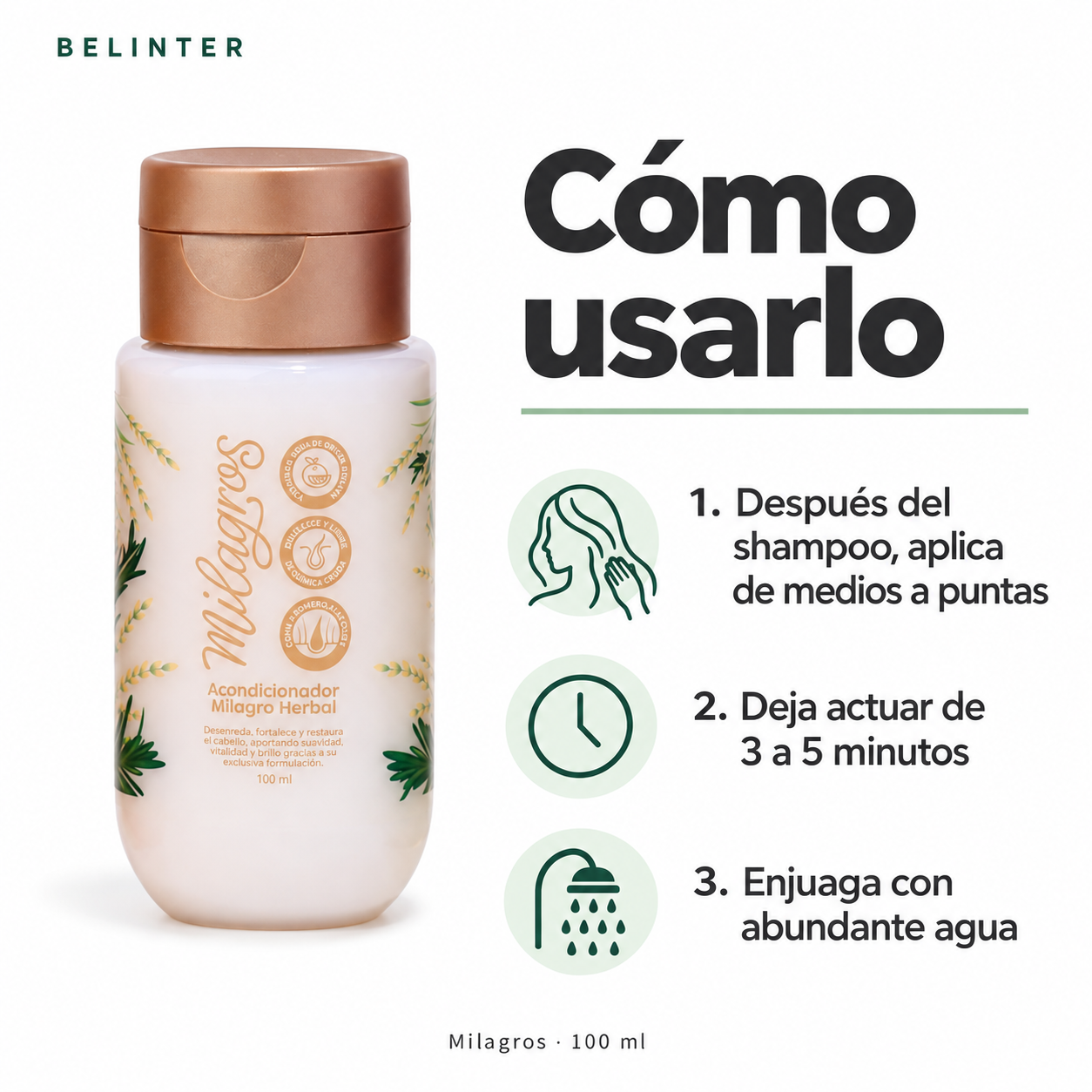 Acondicionador Herbal Mini Milagros 100 ml - Modo de uso