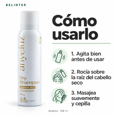 Shampoo Seco Anyeluz 150 ml - Modo de uso