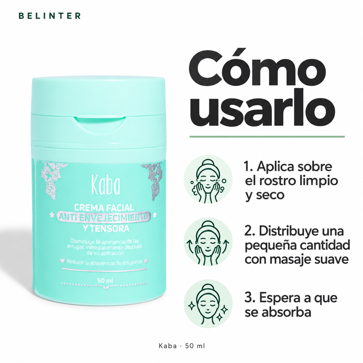 Crema Facial Tensora Kaba - Modo de uso