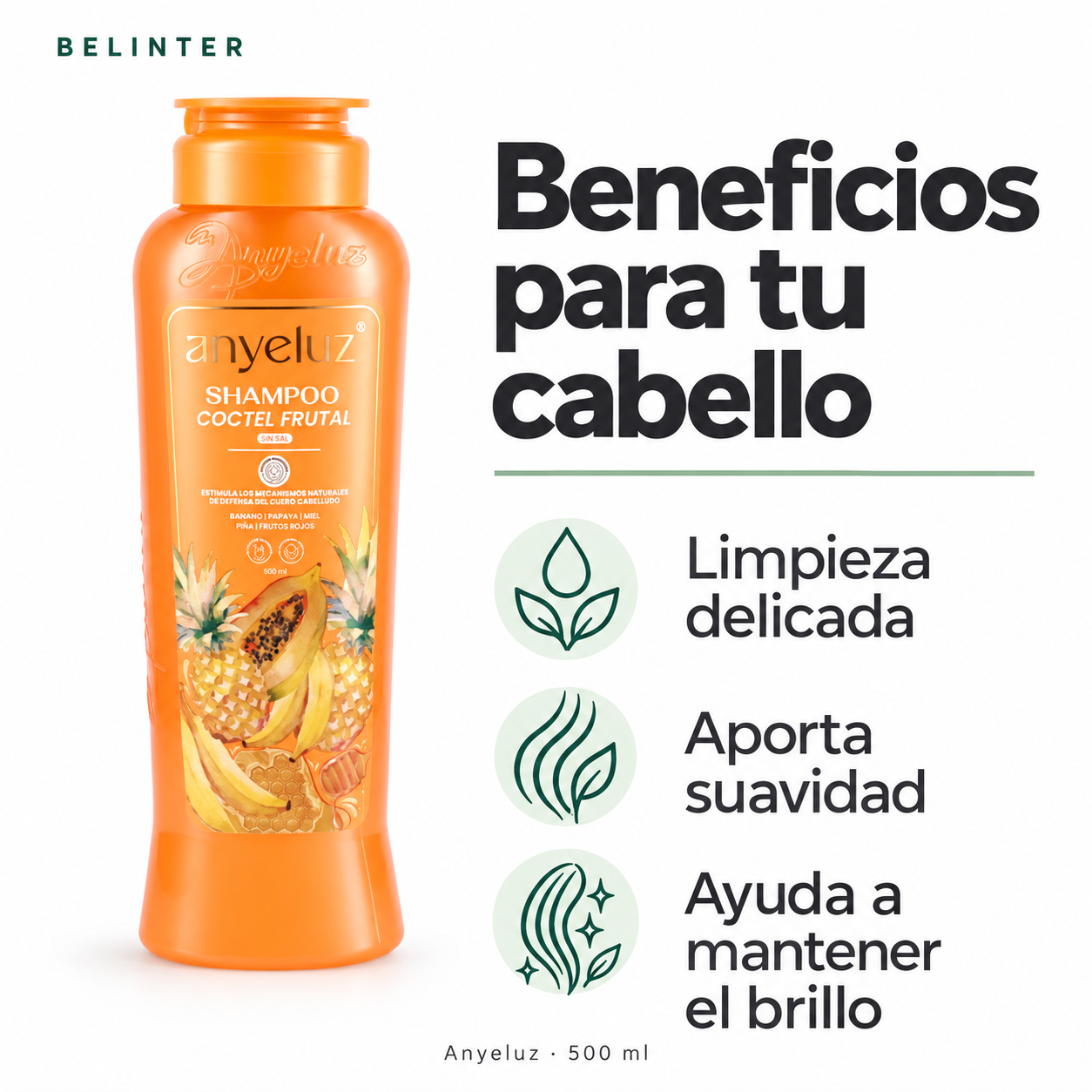 Shampoo Cóctel Frutal Anyeluz 500 ml - Beneficios