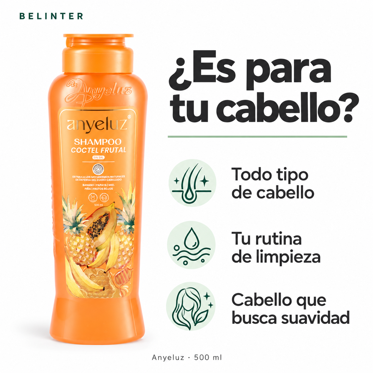 Shampoo Cóctel Frutal Anyeluz 500 ml - Tipo de cabello