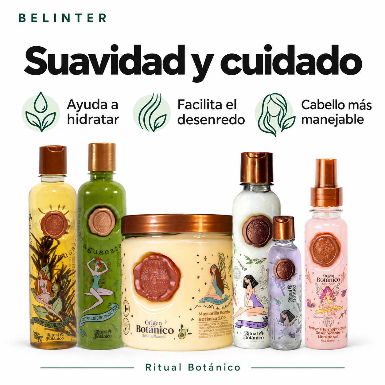 Kit Ritual Botánico para hidratación, desenredo y un cabello más manejable.