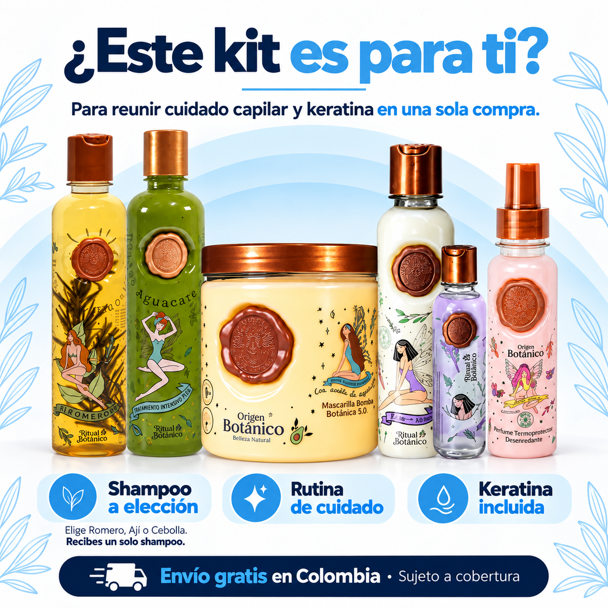 Kit Ritual Botánico con Keratina – Opciones de shampoo y envío gratis